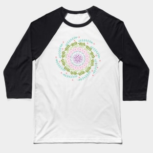 Spring Bursting Flowers Mandala Baseball T-Shirt